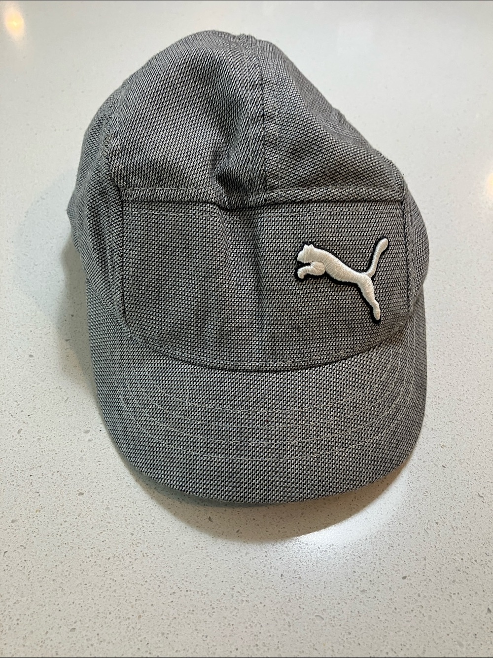 Puma Gray Casual Five-Panel Hat with White Puma Emblem